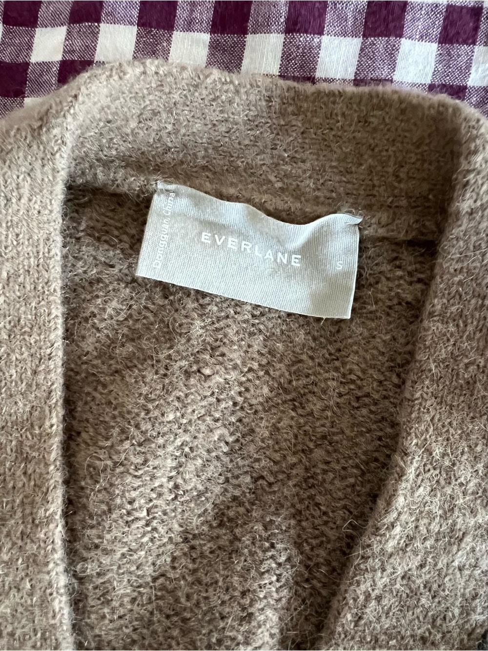 Everlane Colorblock V-Neck Cropped Cardigan - Brown/Green/Cream - Picture 2 of 3